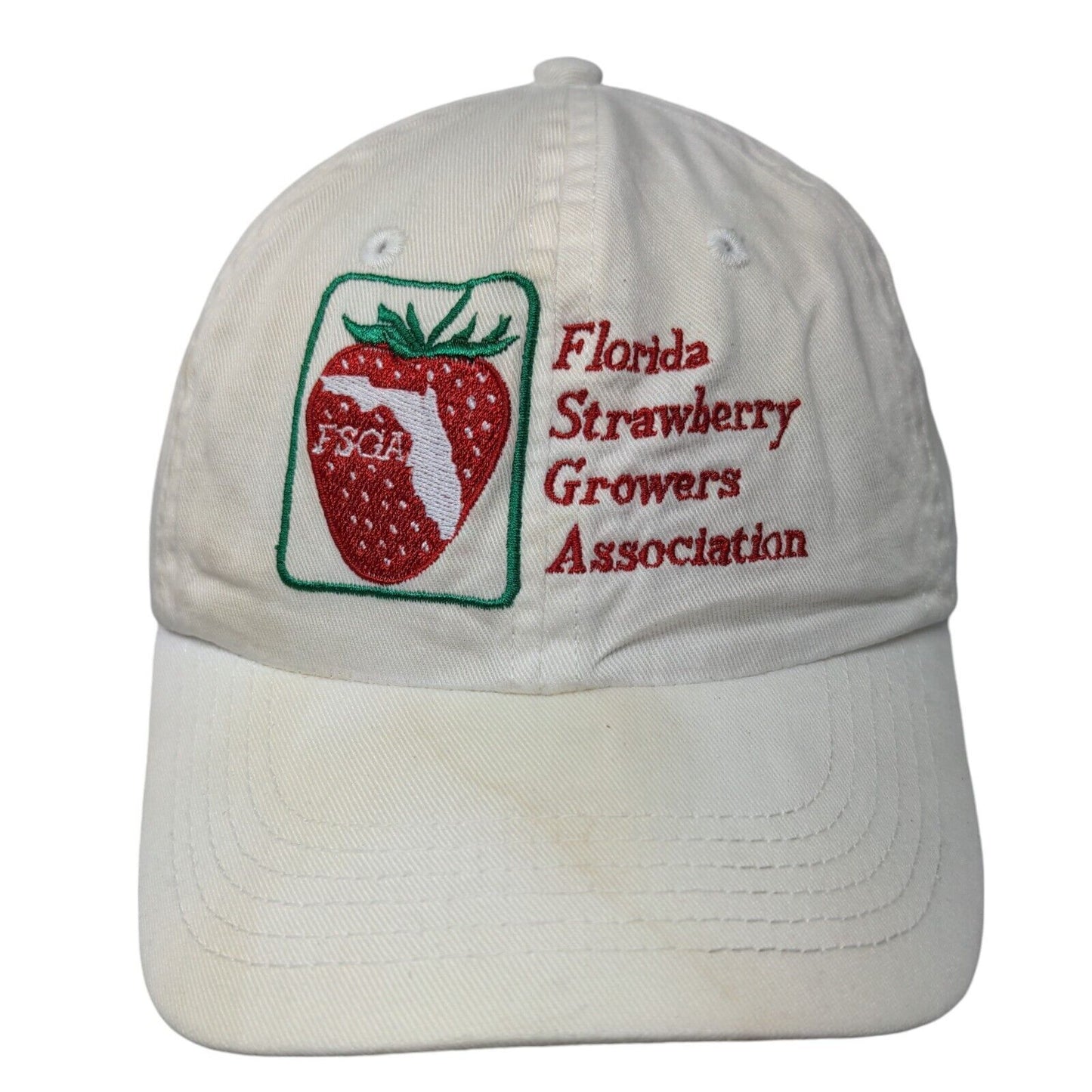 Florida Strawberry Growers Association Slideback Hat Cream Embroidered BIG X