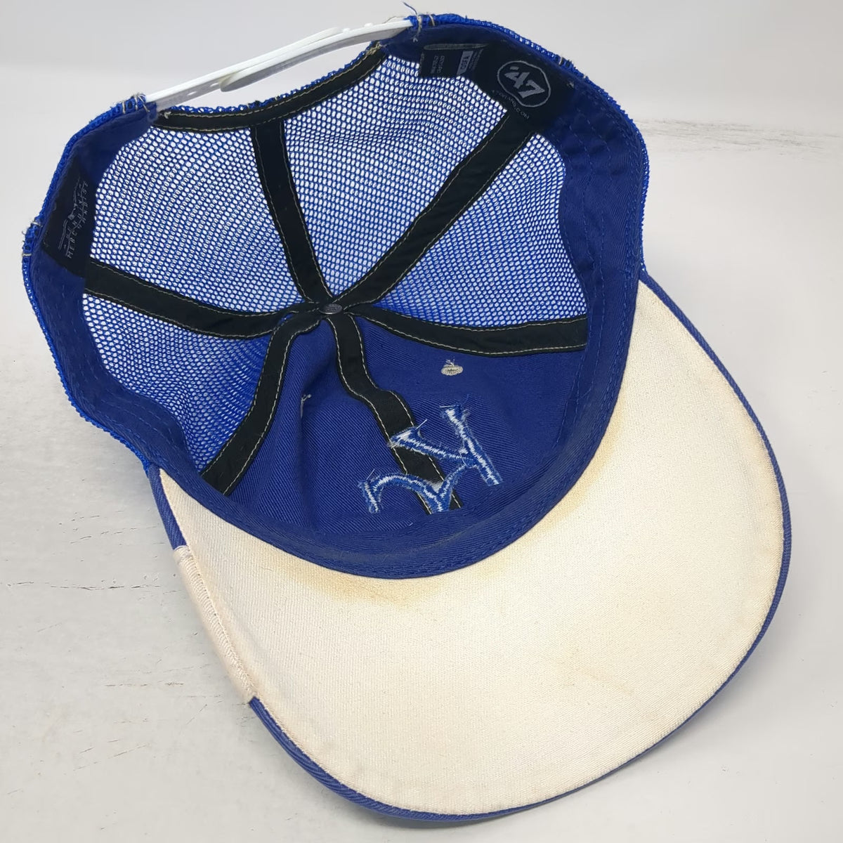 47 Kansas City Royals MLB Blue White OS Mesh Snapback Baseball Cap Hat KC Patch