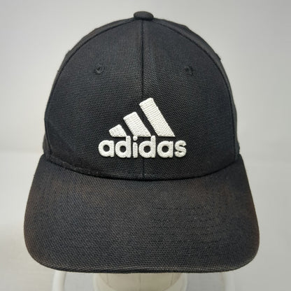 Adidas Baseball Cap Black M Embroidered Logo Stretch Fit A-Flex 6 Panel Hat
