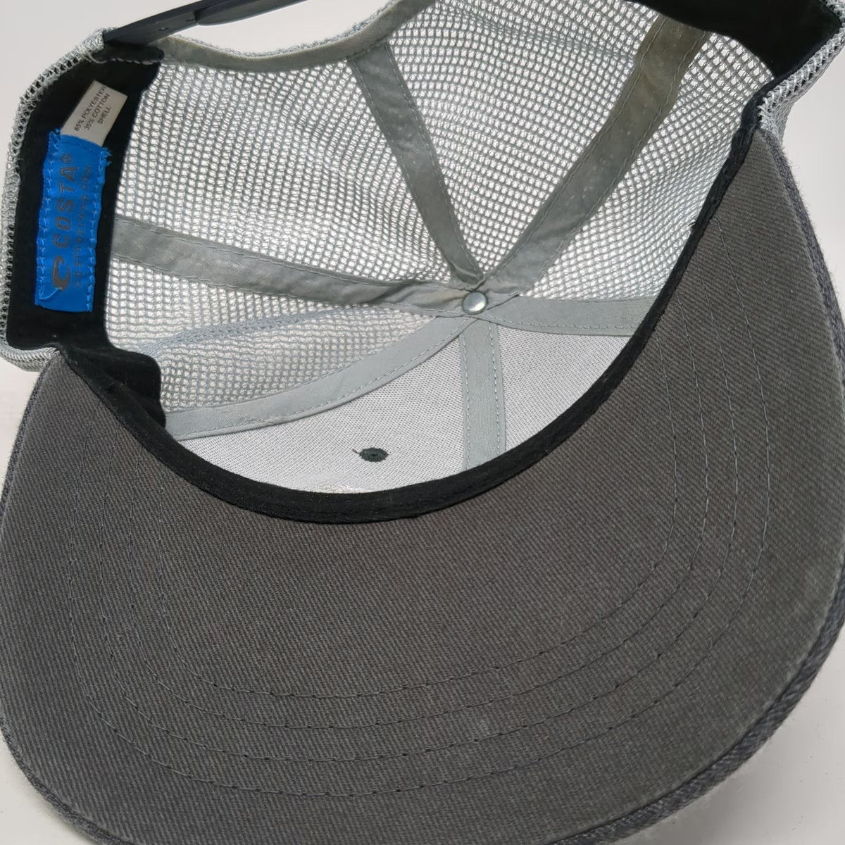 Costa Trucker Hat Gray One Size Tarpon Fish Patch Snapback Mesh Back Fishing