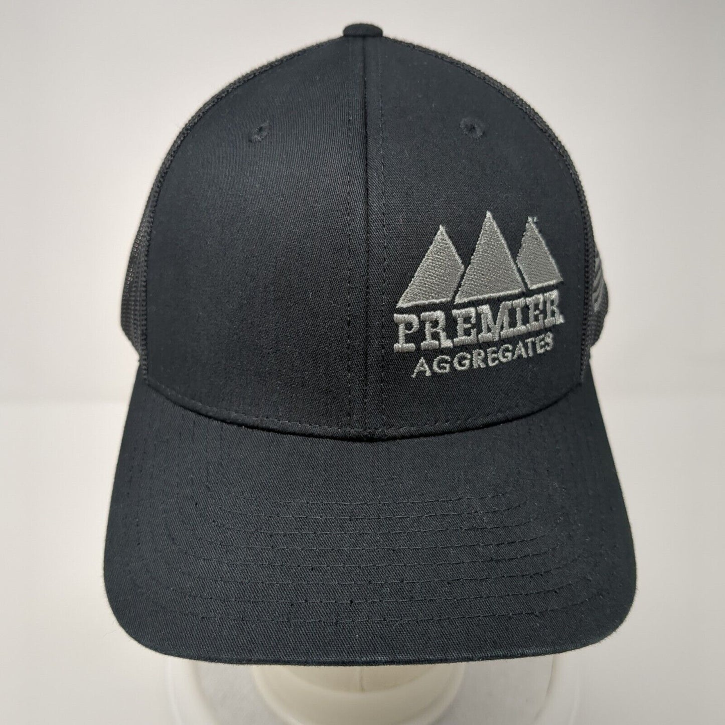 Premier Aggregates Snapback Trucker Hat Black One Size Mesh Back USA Flag