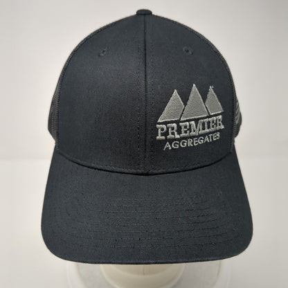 Premier Aggregates Snapback Trucker Hat Black One Size Mesh Back USA Flag