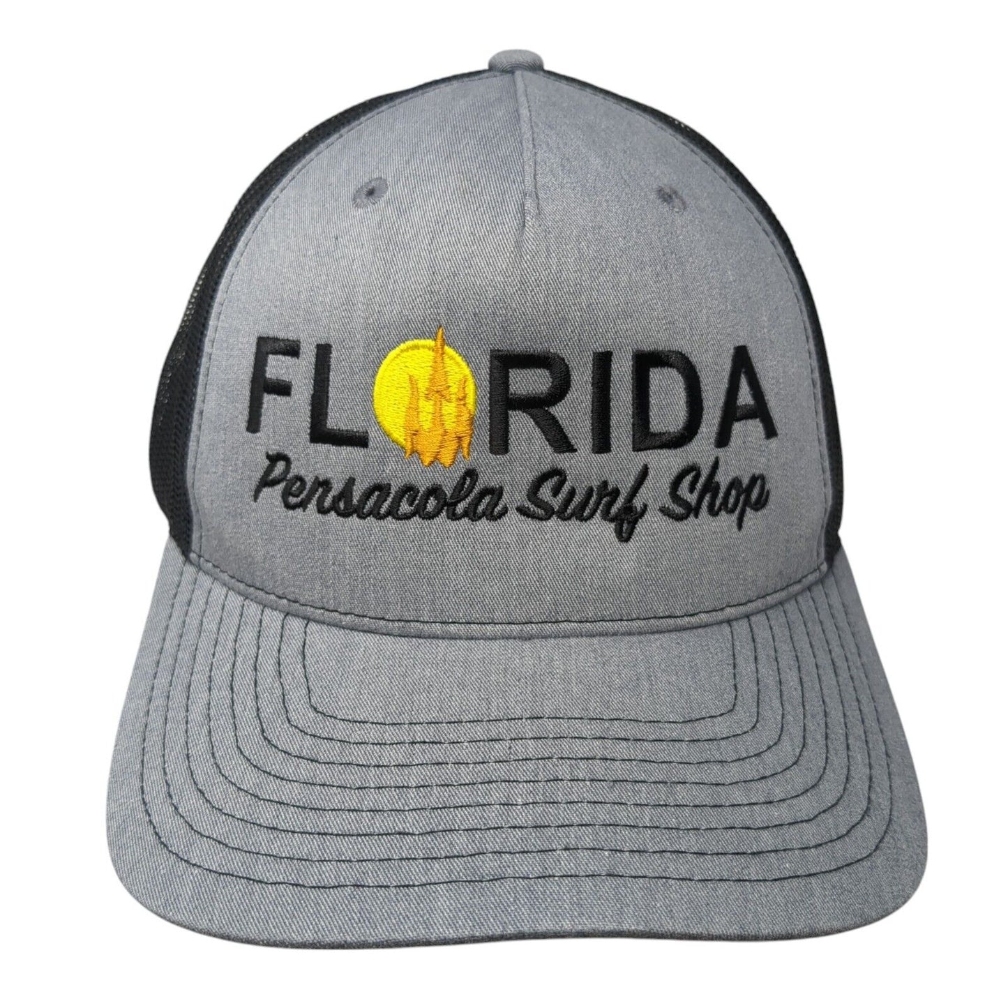 Florida Pensacola Surf Shop Snapback Trucker Hat Gray One Size Mesh Back