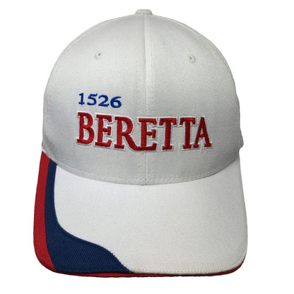 Beretta Baseball Cap White One Size Flexfit Embroidered Logo Curved Brim Hat