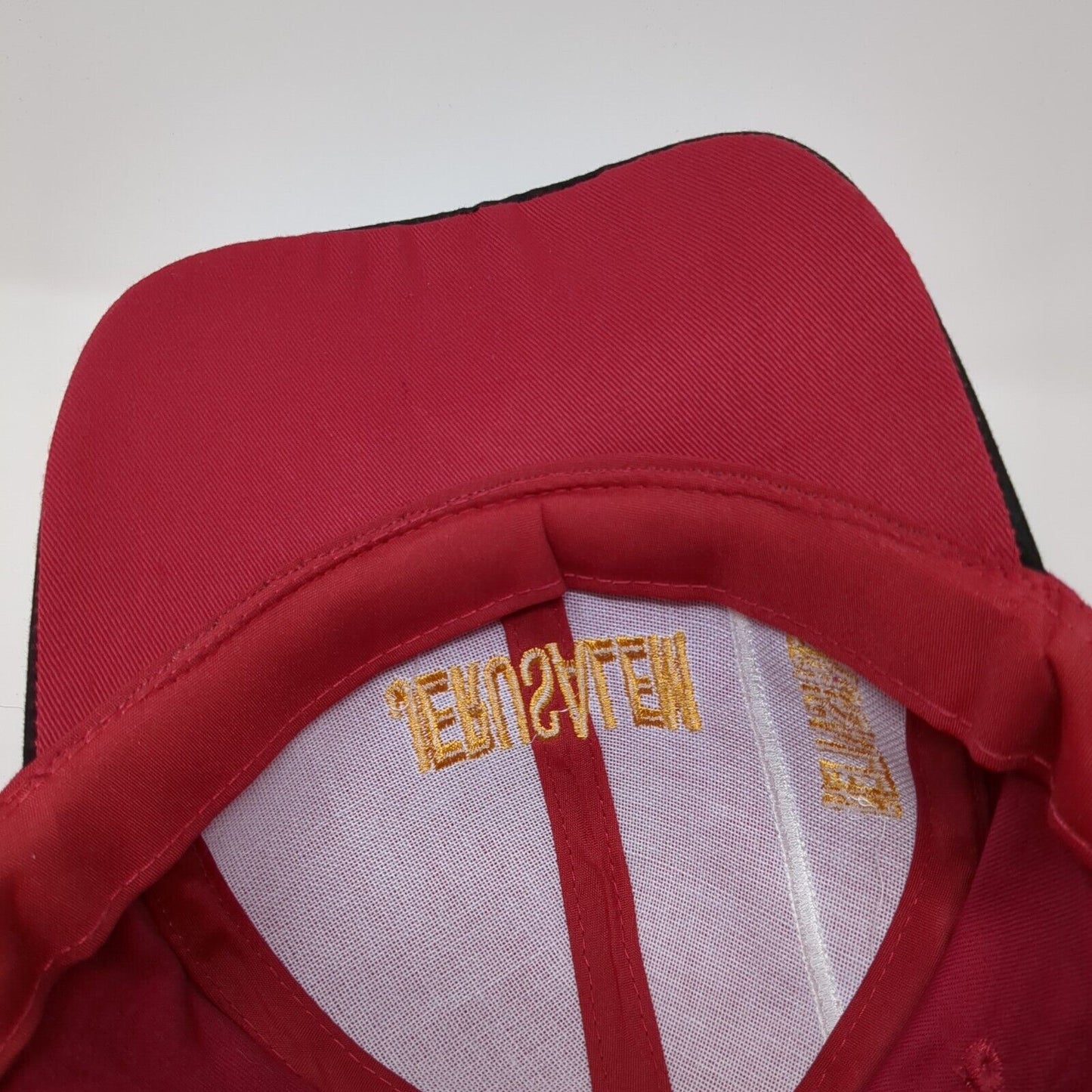 Jerusalem Strapback Hat Red One Size Adjustable 6 Panel Embroidered Patriotic