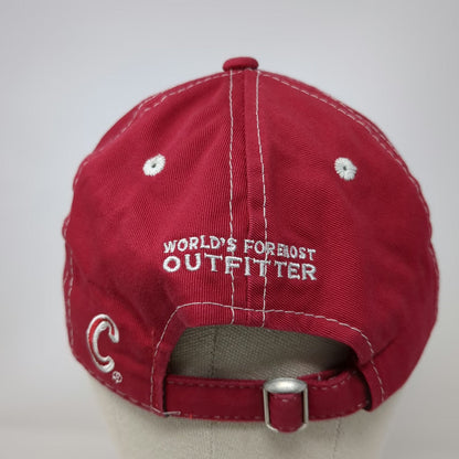 Cabela's Baseball Cap Red One Size World's Foremost Outfitter Slideback Hat