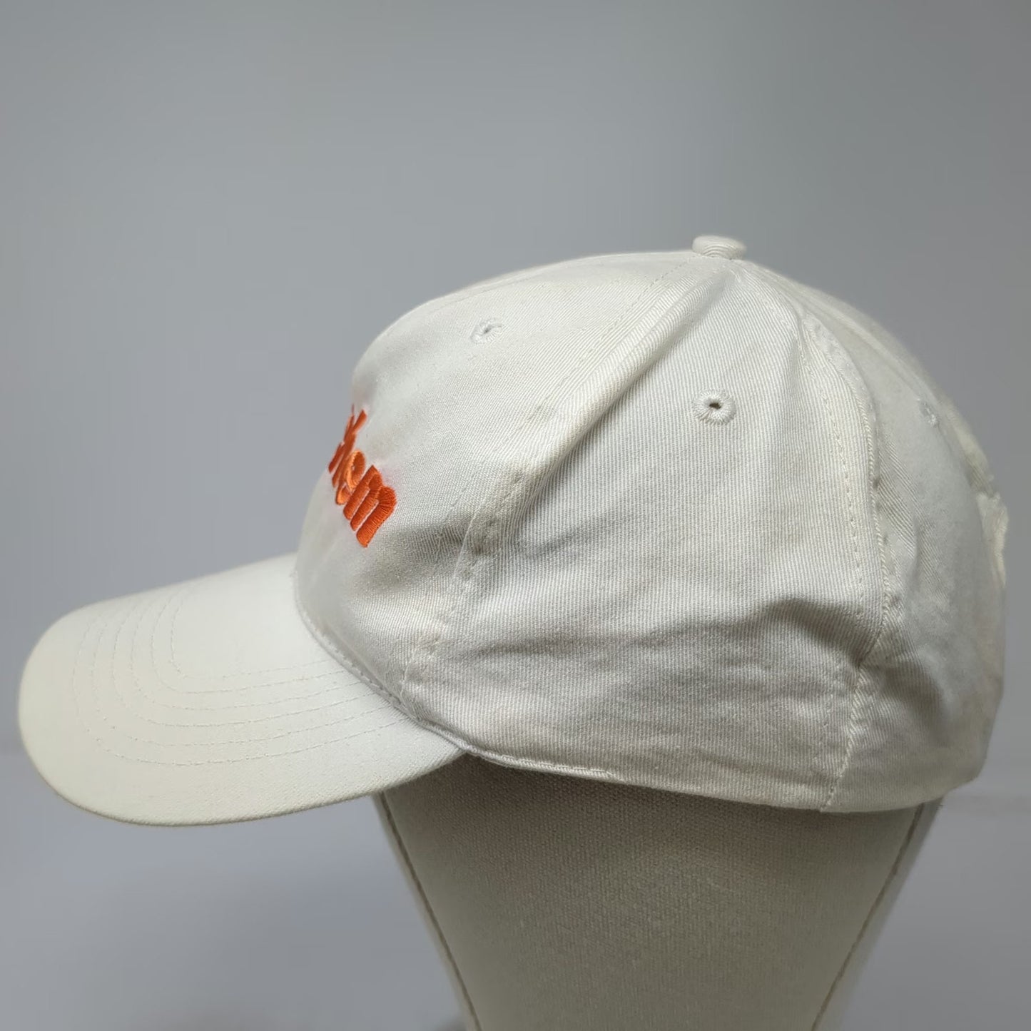 Raychem White Snapback Hat Orange Embroidered Logo Cotton 6 Panel Vintage