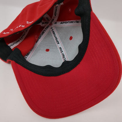Maverik Fitted Hat Red S-M Solid Embroidered Adventure's First Stop