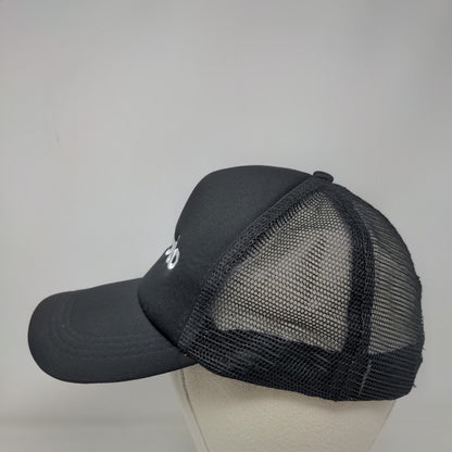 Emoto Snapback Mesh Back Trucker Hat Black One Size Solid Embroidered