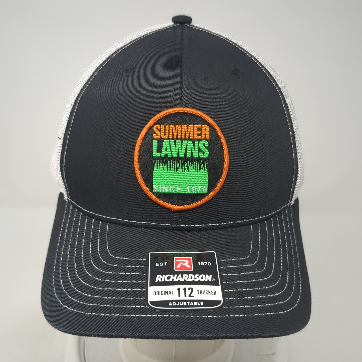 Summer Lawns Snapback Trucker Hat Black One Size Adjustable Mesh Back Richardson