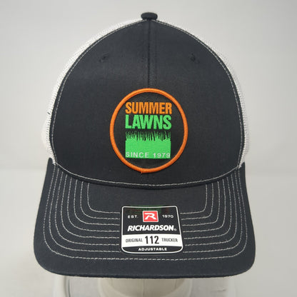 Summer Lawns Snapback Trucker Hat Black One Size Adjustable Mesh Back Richardson