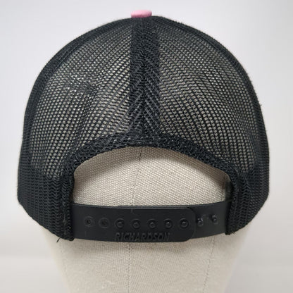 Richardson Trucker Hat Pink Black One Size Mesh Back Snapback Restoration Logo