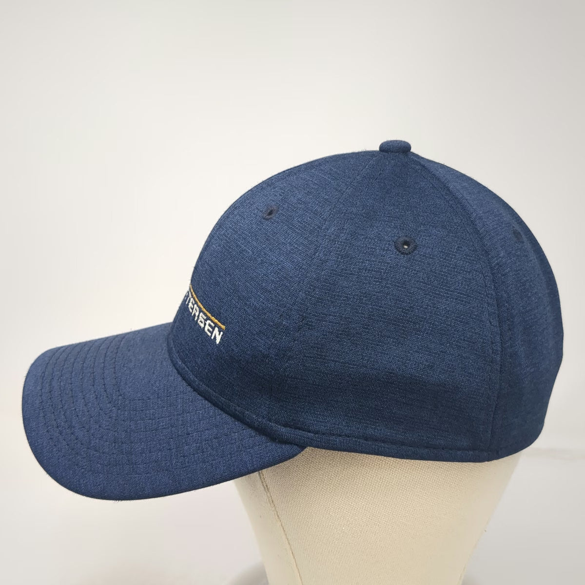 New Era Baseball Cap Blue M Petersen Globe Logo 39THIRTY Stretch Fit Hat