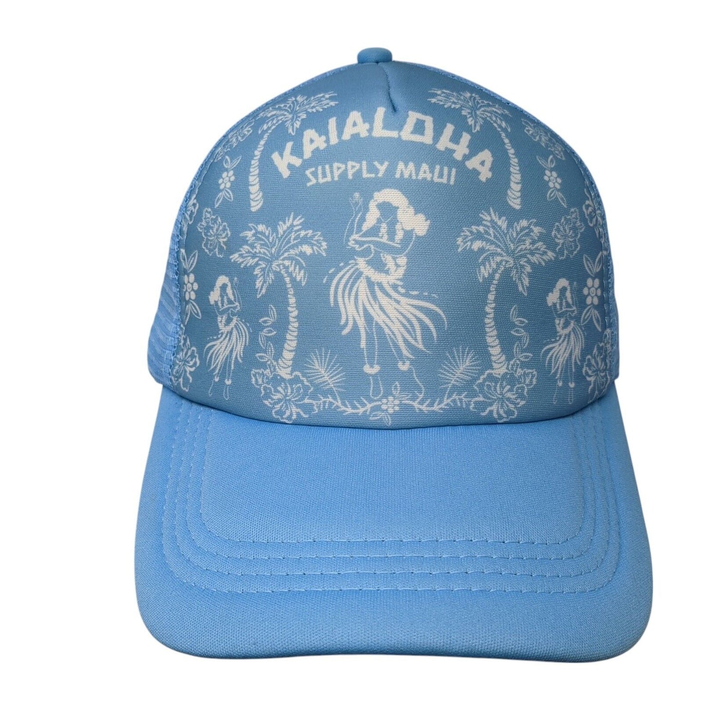 Kaialoha Supply Maui Snapback Trucker Hat Blue One Size Adjustable Mesh Back