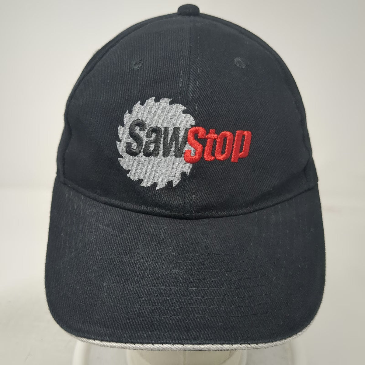 SawStop Baseball Cap Black One Size Strapback Embroidered Sandwich Bill Tool Hat