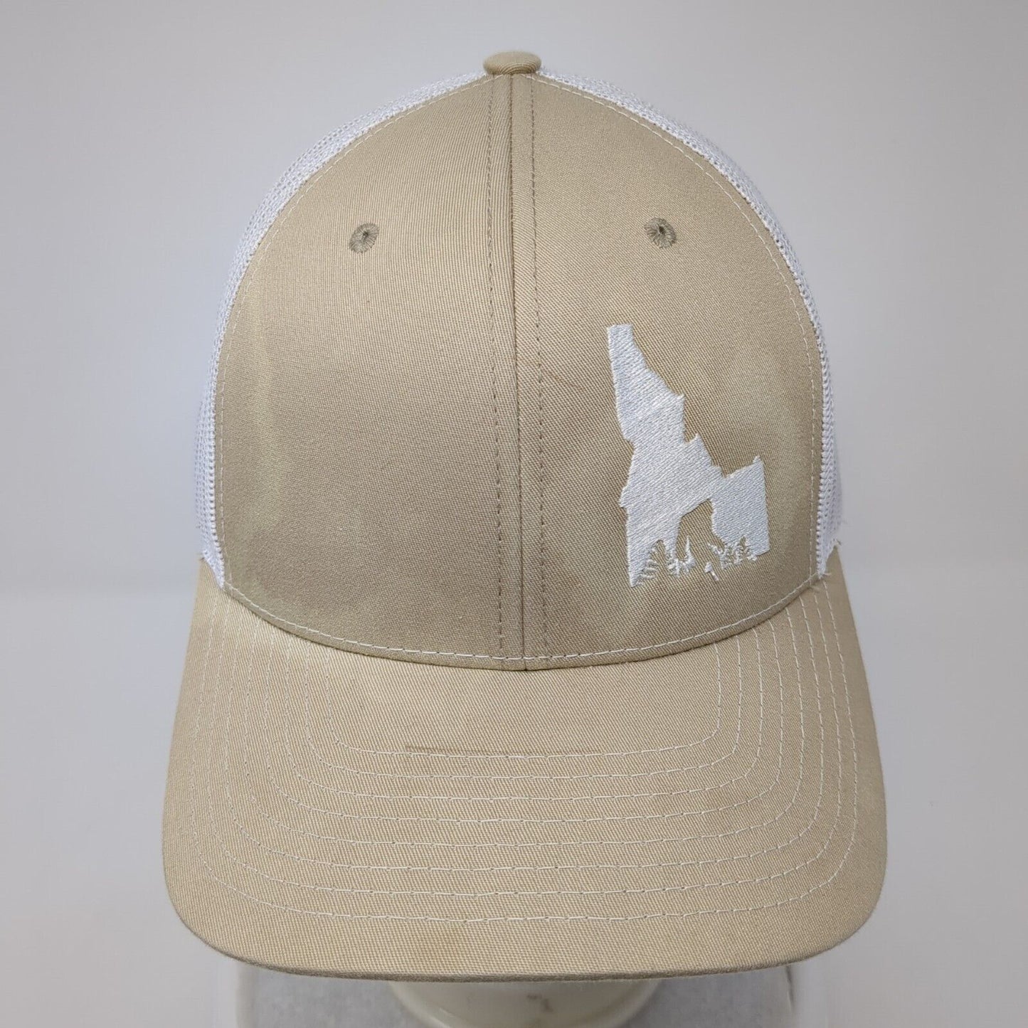 Idaho Snapback Mesh Back Trucker Hat Tan One Size Embroidered 6 Panel