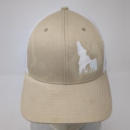 Idaho Snapback Mesh Back Trucker Hat Tan One Size Embroidered 6 Panel