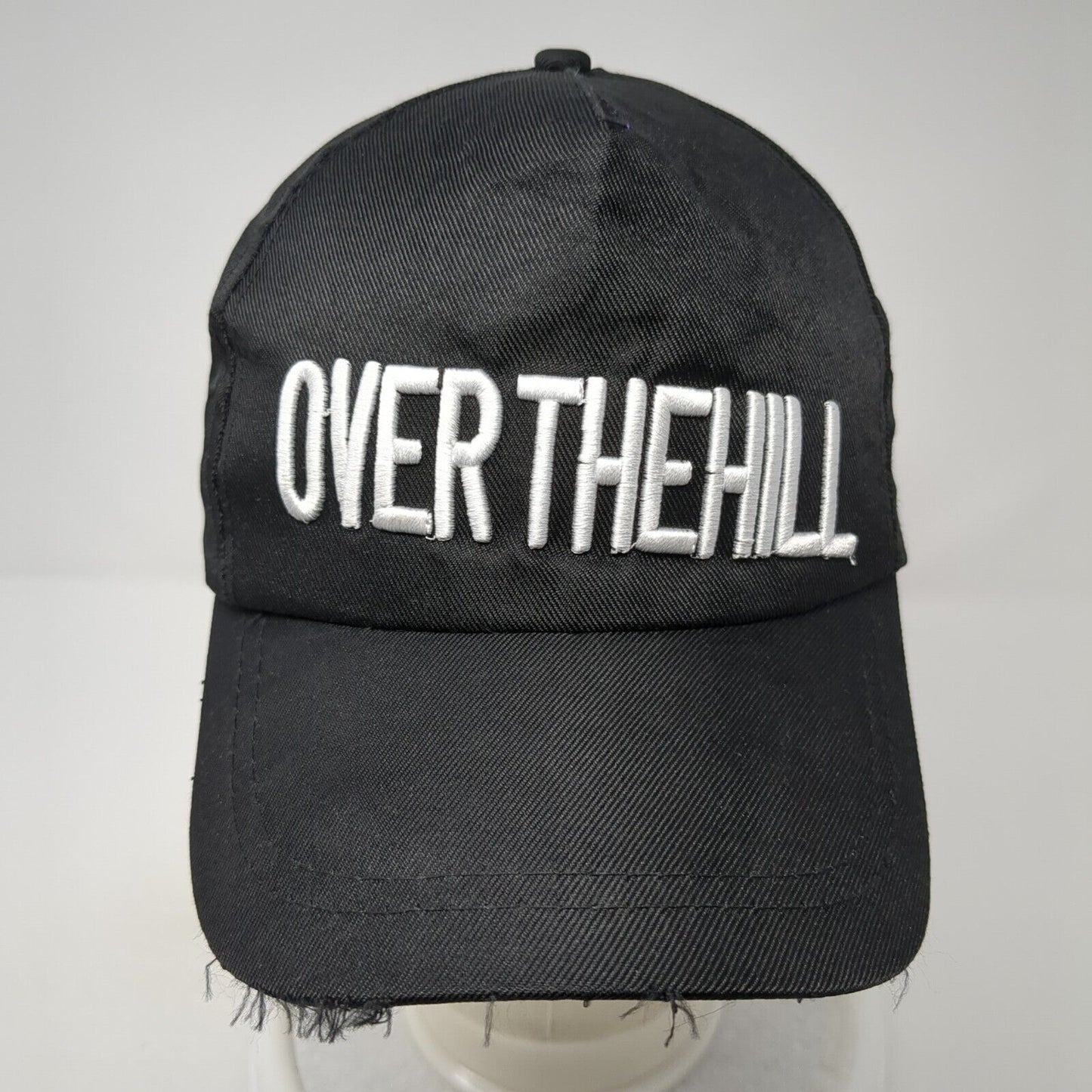 Over The Hill Strapback Hat Black One Size Adjustable Embroidered
