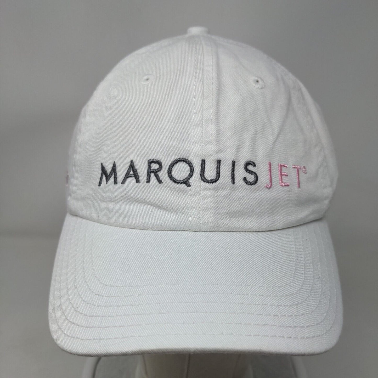 Marquis Jet Slideback Hat White OSFA Embroidered Adjustable 6 Panel