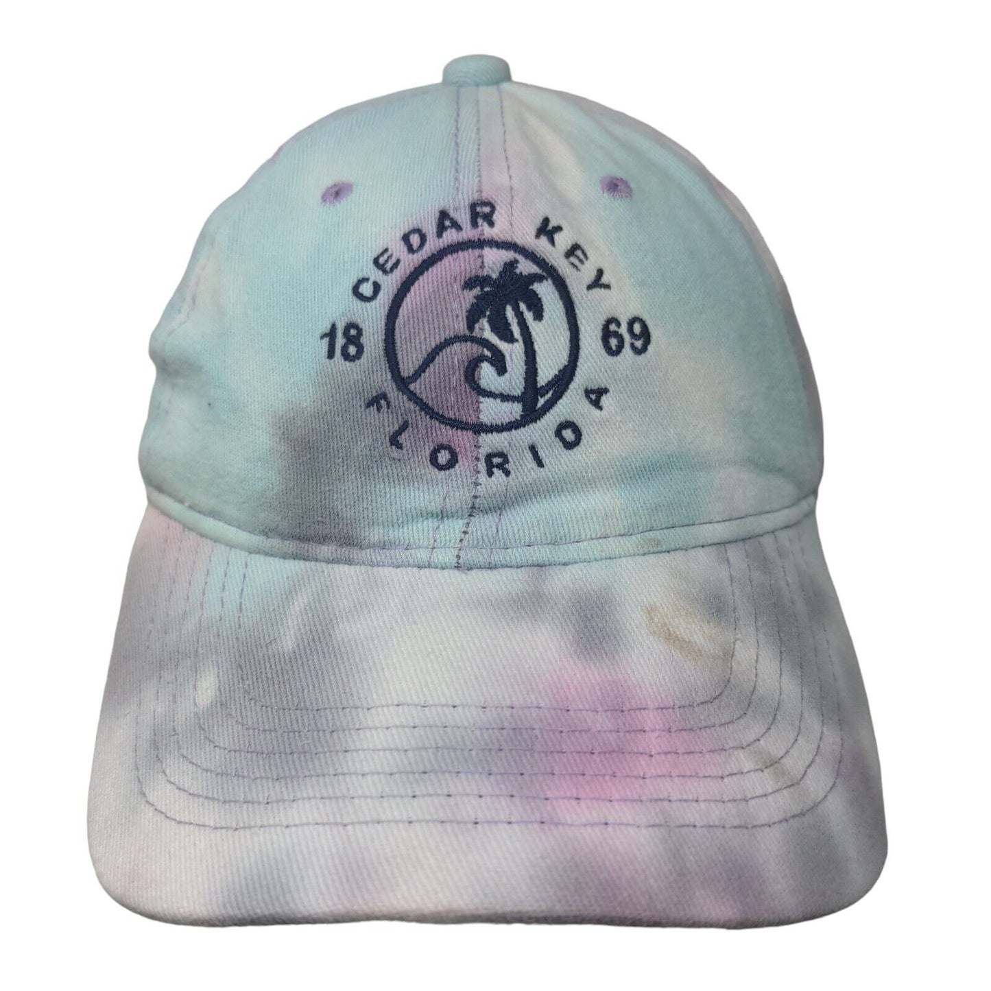 Cedar Key Florida 1869 Slideback Hat Multi One Size Embroidered Tie Dye