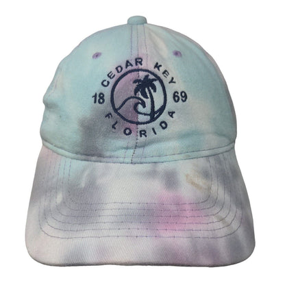 Cedar Key Florida 1869 Slideback Hat Multi One Size Embroidered Tie Dye