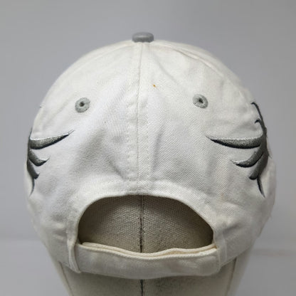 Toshiba Baseball Cap White Gray One Size Tribal Embroidery Adjustable Strap Hat