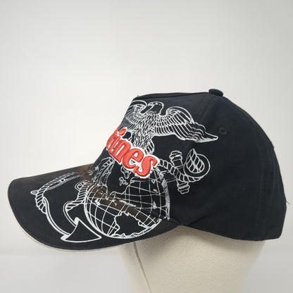 Marines Strapback Hat Black One Size Adjustable Embroidered Rothco