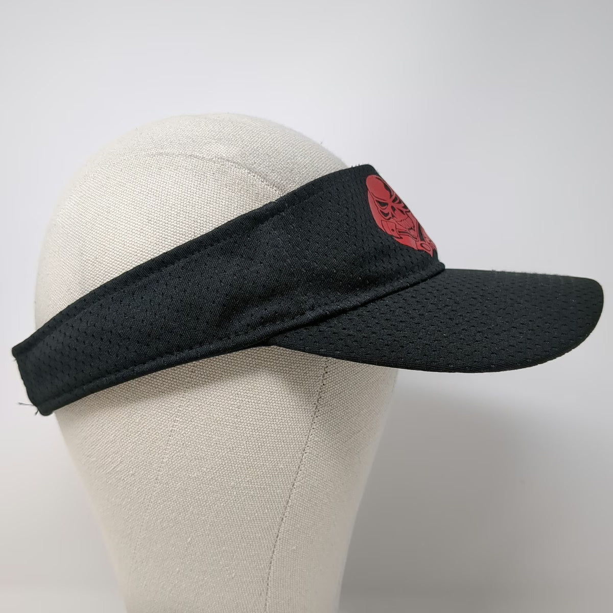 Augusta Sportswear Visor Black One Size Skull Pistons Mesh Strapback Hat Biker