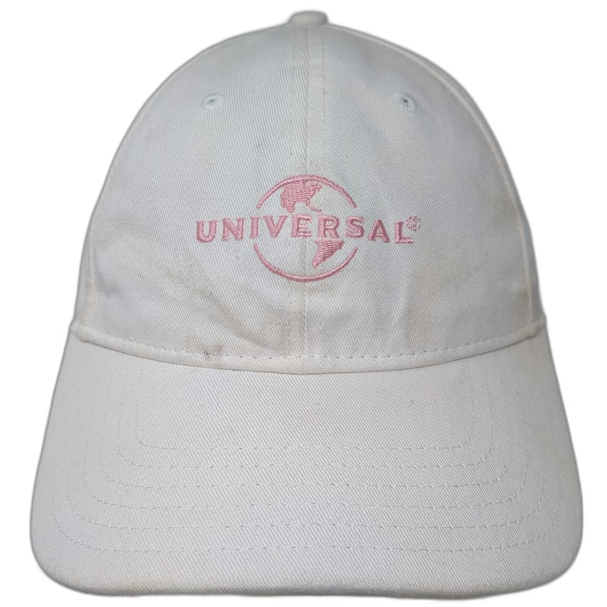 Universal Studios Baseball Cap White One Size Pink Embroidered Logo Slideback