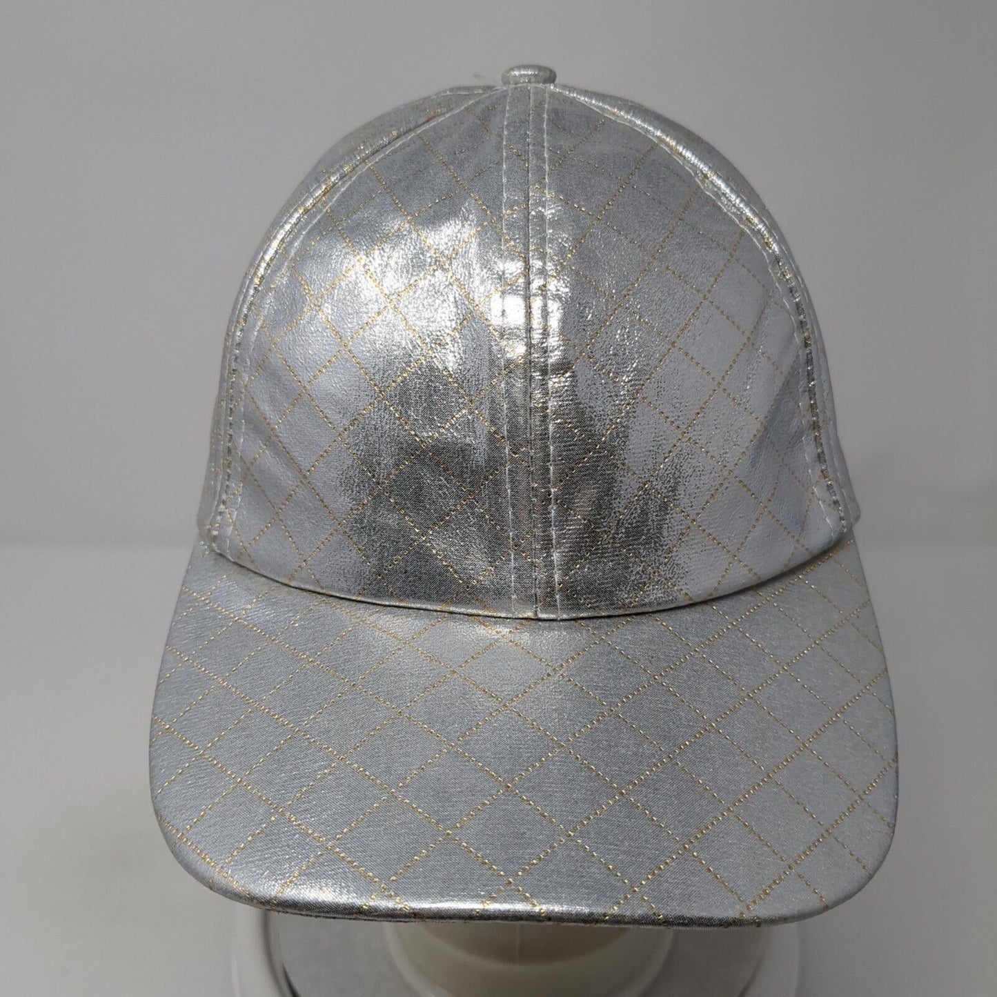 Bongo Snapback Hat Silver One Size Adjustable Metallic Diamond 6 Panel
