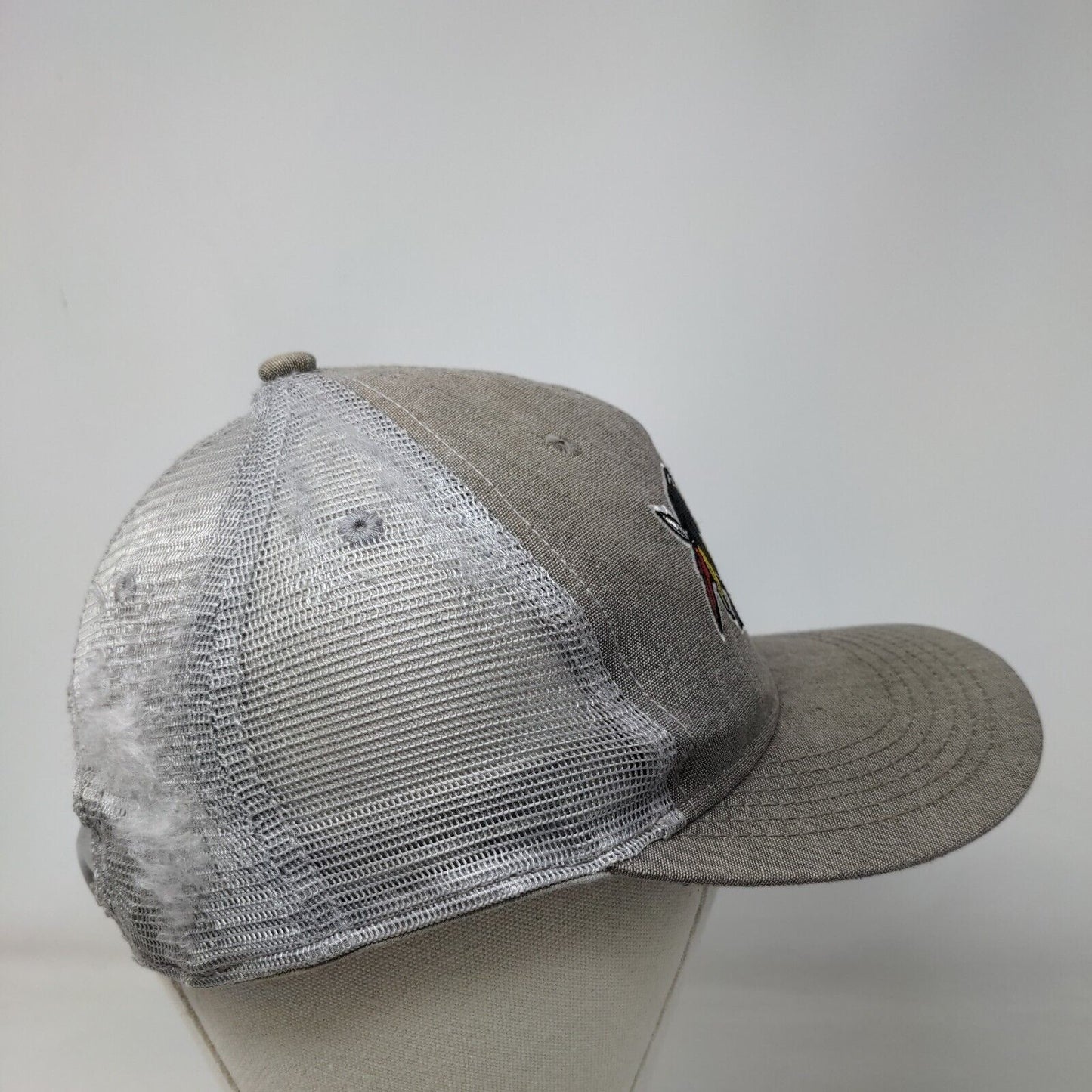 LoJac Snapback Mesh Back Trucker Hat Gray One Size Embroidered 6 Panel