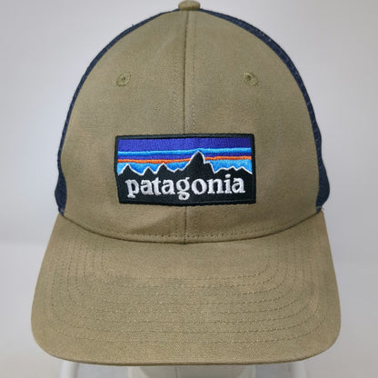Patagonia Trucker Hat Beige Blue One Size Mesh Back Snapback Mountain Logo