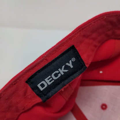 Decky Fitted Hat Red One Size Solid 6 Panel Vent Holes Blank