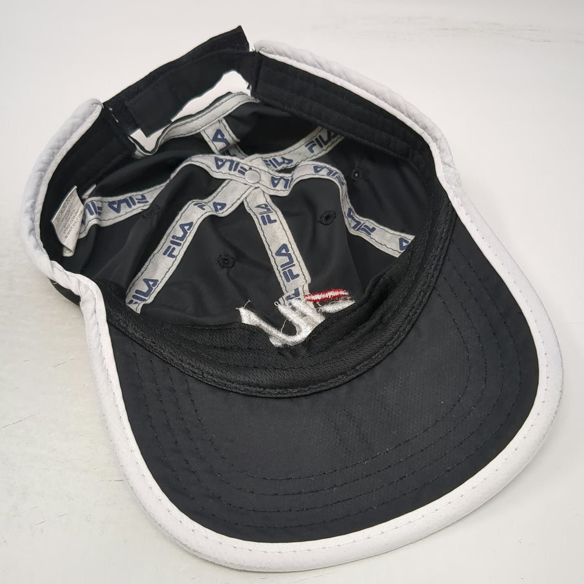 Fila Baseball Cap Black White Red One Size Strapback Polyester Performance Hat