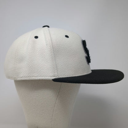 Melonwear Snapback Hat White One Size Felt Letter S Patch Flat Brim Baseball Cap