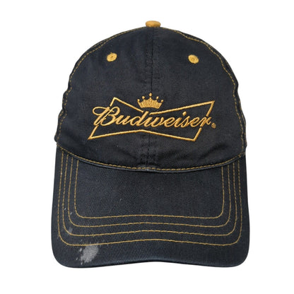 Budweiser Strapback Hat Black One Size Adjustable Embroidered 6 Panel Cotton