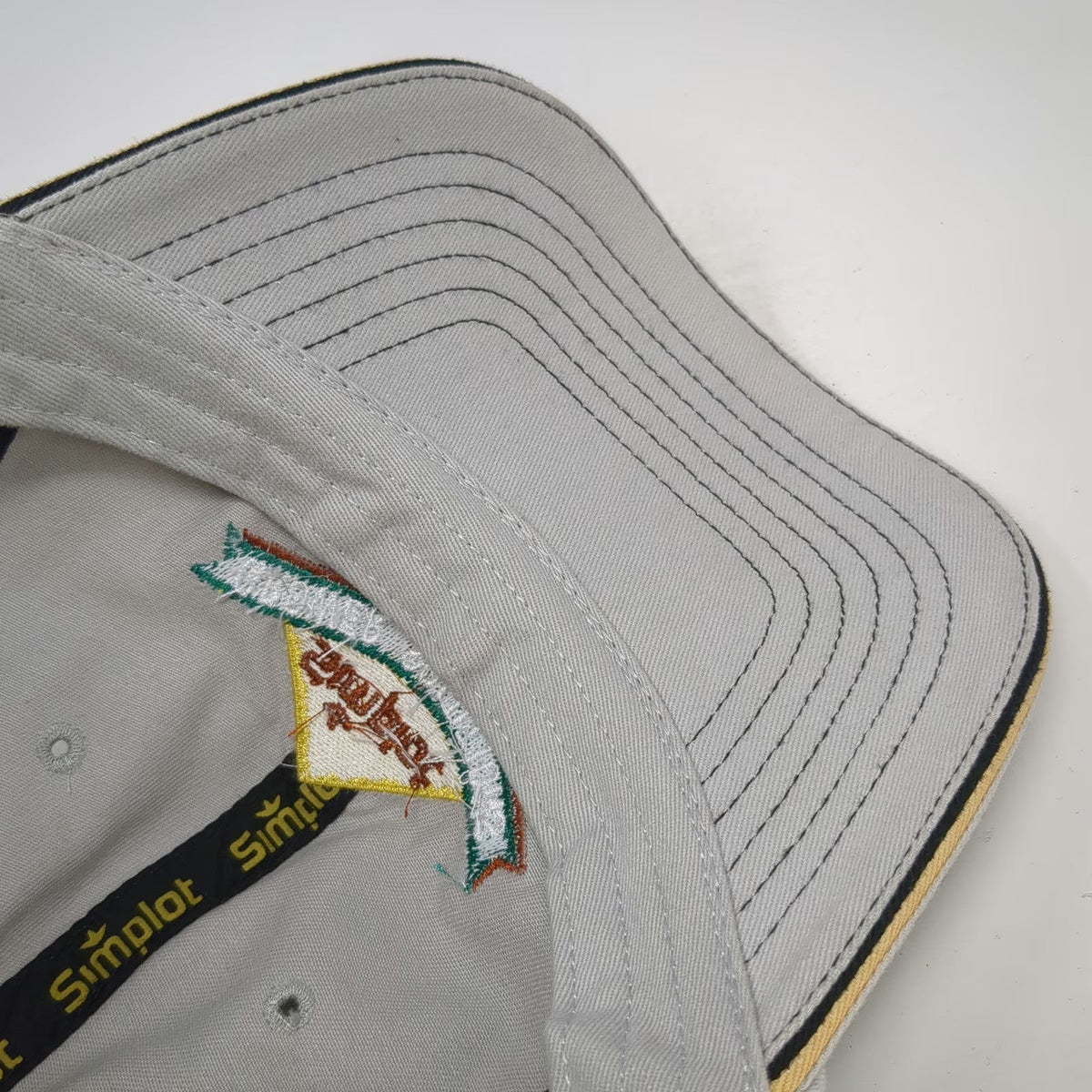 Simplot Baseball Cap Gray One Size Strapback Cotton Embroidered Logo Hat Stitch