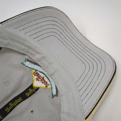Simplot Baseball Cap Gray One Size Strapback Cotton Embroidered Logo Hat Stitch