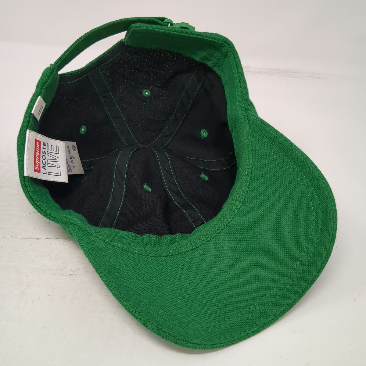 Supreme Lacoste L!ve Green Baseball Cap Hat Zipper Pocket Strapback Cotton