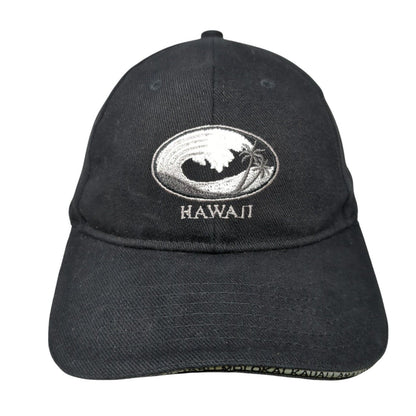 Hawaii Strapback Hat Black One Size Adjustable Embroidered 6 Panel