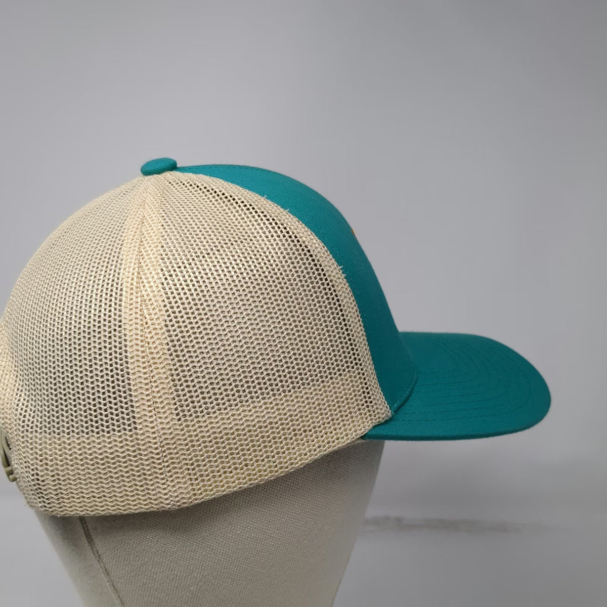 Pacific Headwear Trucker Hat Blue Beige One Size Organics Patch Mesh Snapback