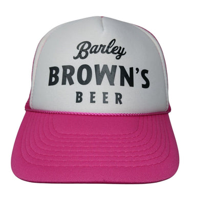 Barley Brown's Beer Snapback Trucker Hat Pink OSFM Mesh Back Rope Otto