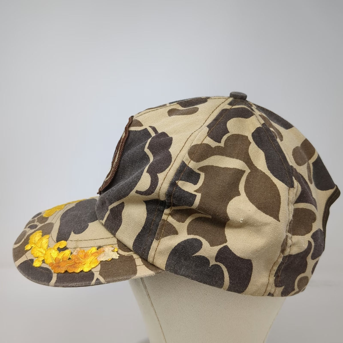 Ducks Unlimited Idaho Falls Camo Snapback Hat Brown Beige Oak Leaves Hunt VTG