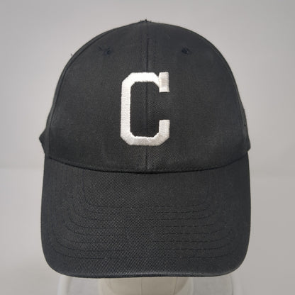 C Strapback Baseball Cap Black One Size Adjustable Embroidered 6 Panel TCK