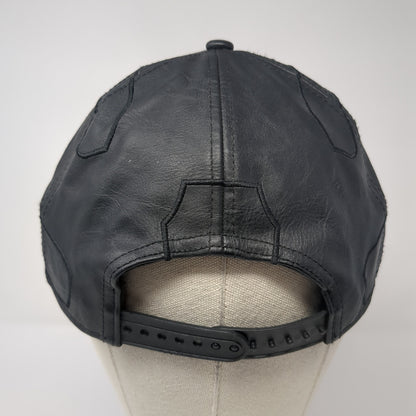 Marvel Black Panther Snapback Hat Black One Size Adjustable Faux Leather 6 Panel