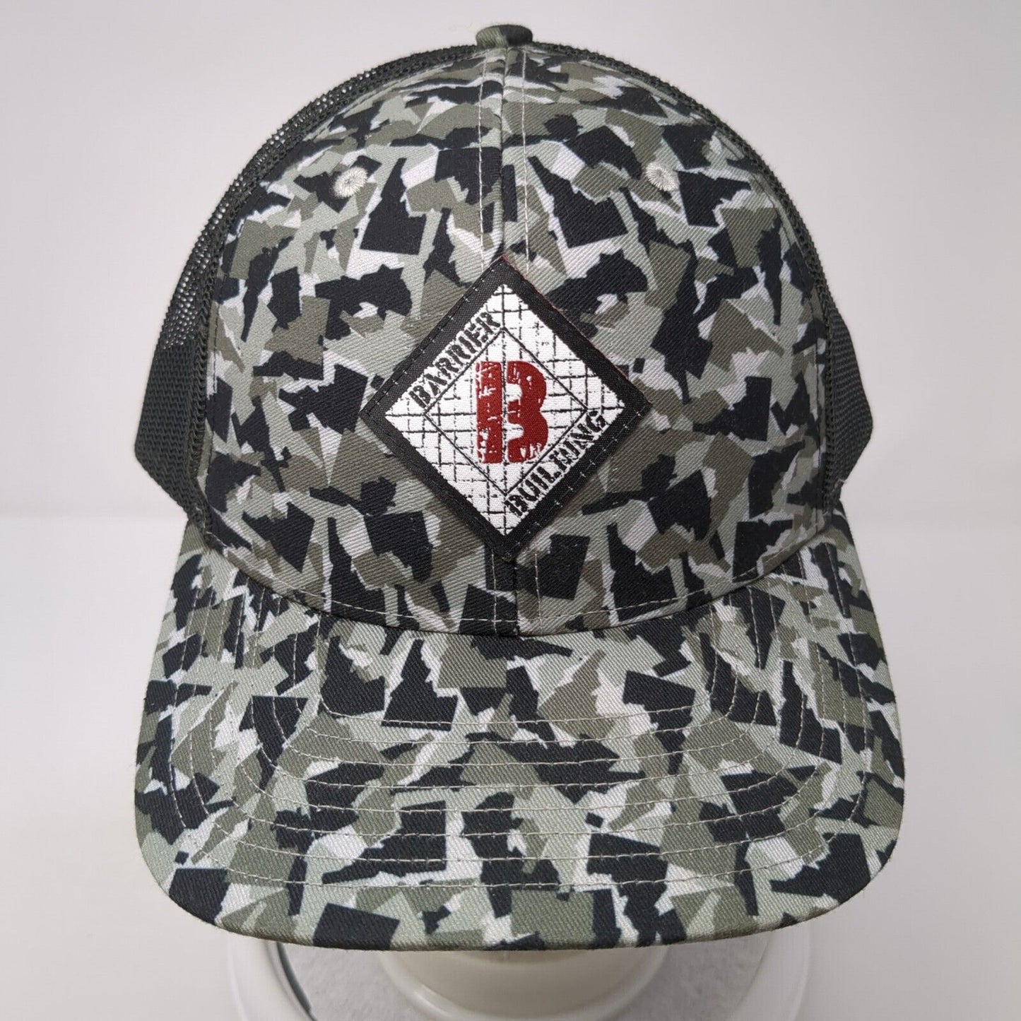 Barrier Building Snapback Trucker Hat Camo One Size Adjustable Mesh Pride Camo