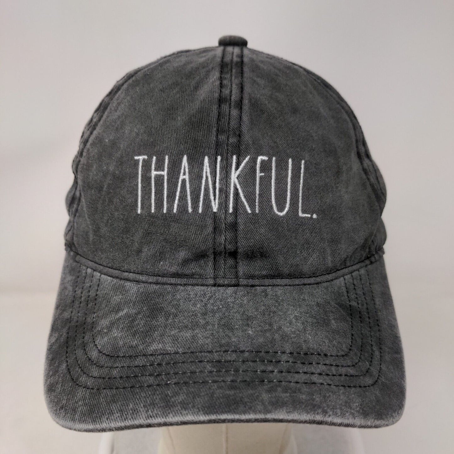 Thankful Slideback Hat Gray OSFM Embroidered Adjustable 6 Panel Rae Dunn