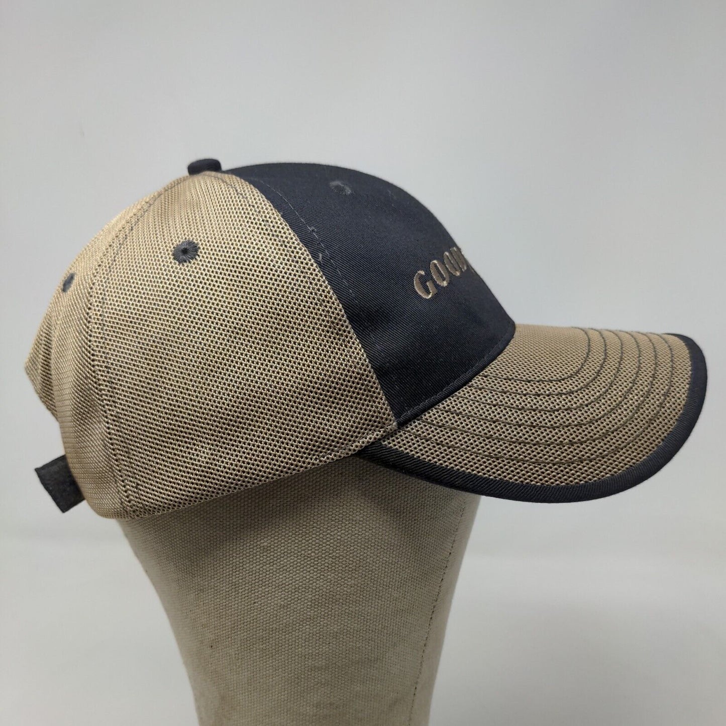 Goodyear Men's Strapback Mesh Back Hat Tan Blue Adjustable Embroidered Logo