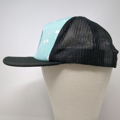 Volcom Trucker Hat Blue One Size Palm Tree Print Mesh Back Snapback Logo Skate