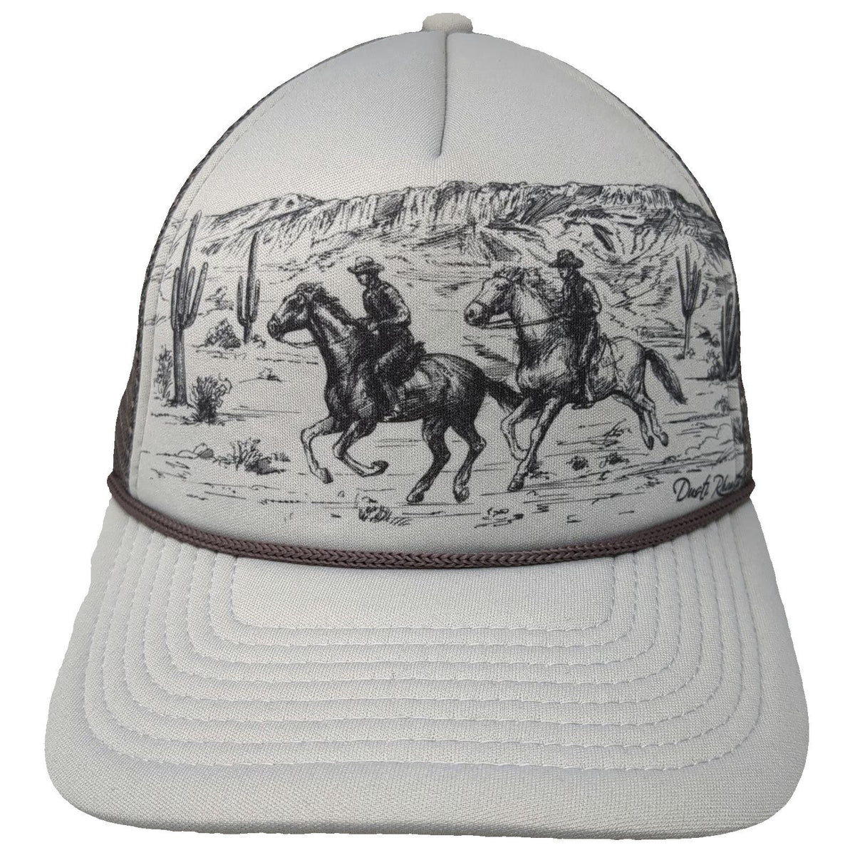 Dusti Rhoads Trucker Hat Gray OSFM Western Cowboy Horseback Mesh Foam Snapback